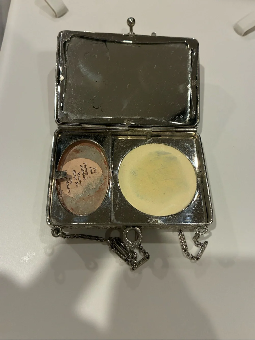 1920s Art Deco guilloché enamel compact dance purse, manufactured by the Finberg